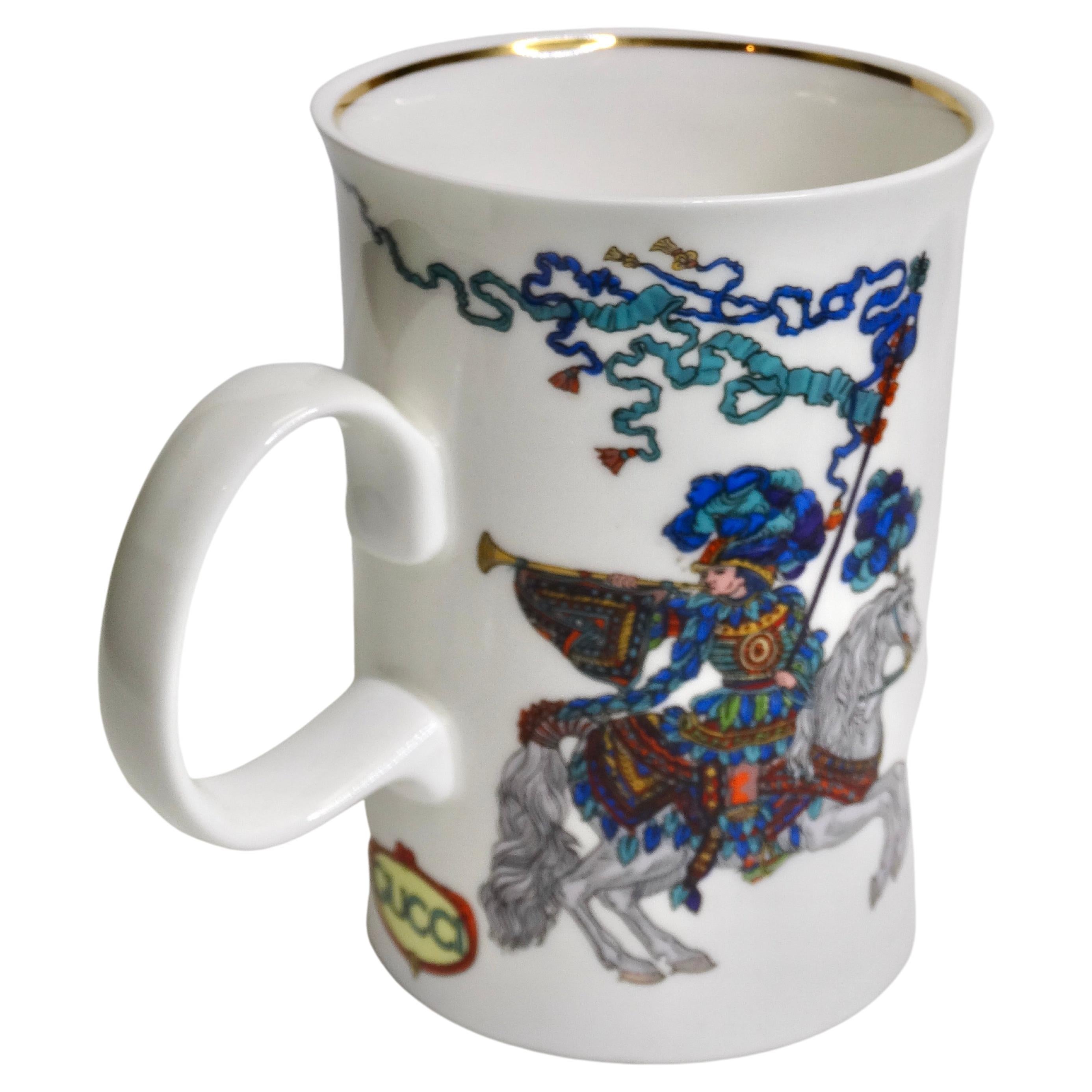 Taza Caballero Vintage Gucci de porcelana fina de hueso