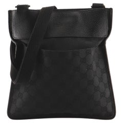 Gucci Vintage Flat Messenger Bag GG Canvas and Leather Small