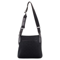 Gucci Vintage Flat Messenger Bag GG Canvas and Leather Small