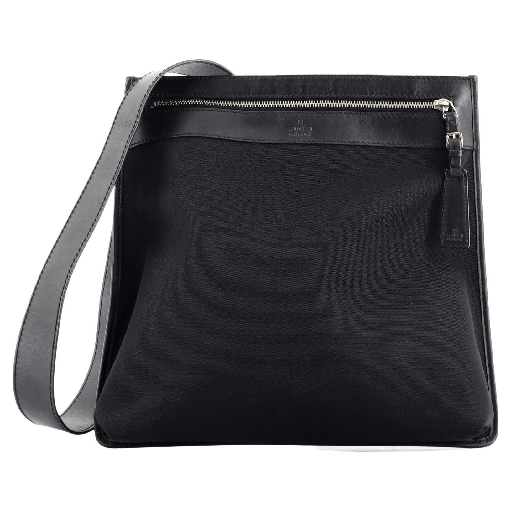 Gucci Vintage Flat Messenger Bag Nylon and Leather Medium