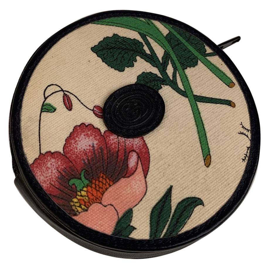Gucci Vintage Flora Canvas and Leather Round Wallet Coin Purse