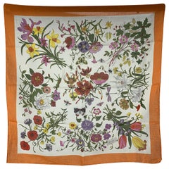 Gucci Vintage Floral Cotton Neck Scarf Flora 1966 Accornero 45 x 45