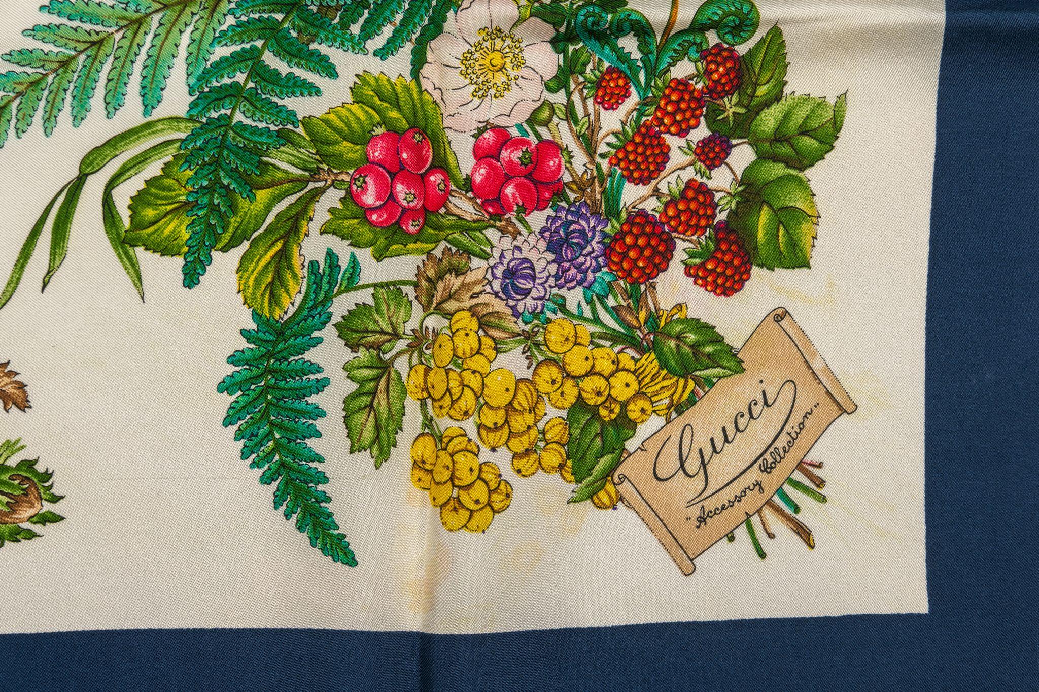 Gucci Vintage Floral Silk Scarf For Sale 1