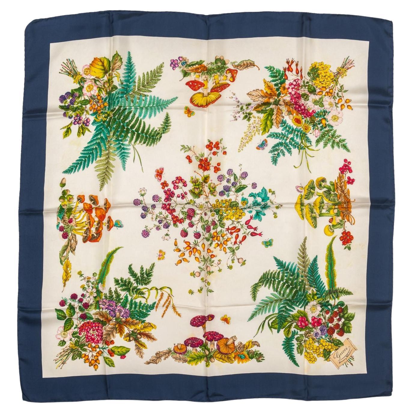 Gucci Vintage Floral Silk Scarf For Sale