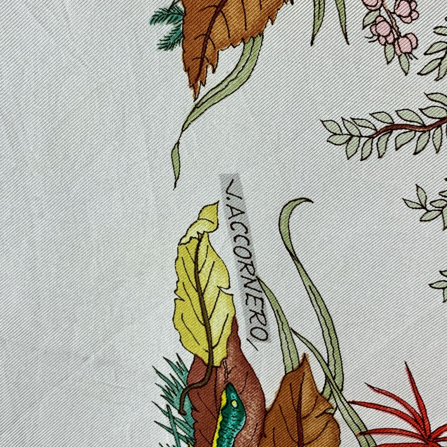 Gucci Vintage Floral Silk Scarf Funghi Mushrooms 1967 Accornero In Fair Condition In Rome, Rome