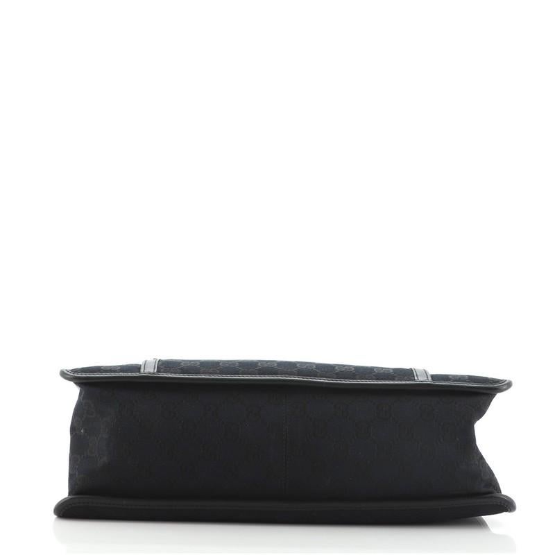 Gucci Vintage Front Pocket Zip Tote GG Canvas mit Leder groß im Zustand „Gut“ in NY, NY