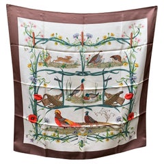 Gucci Vintage Game and Flowers Silk Scarf Flora 1970s Accornero