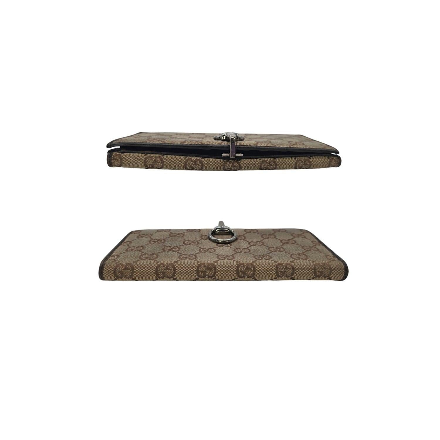 Women's or Men's Gucci Vintage GG Canvas Horsebit Continental Wallet For Sale