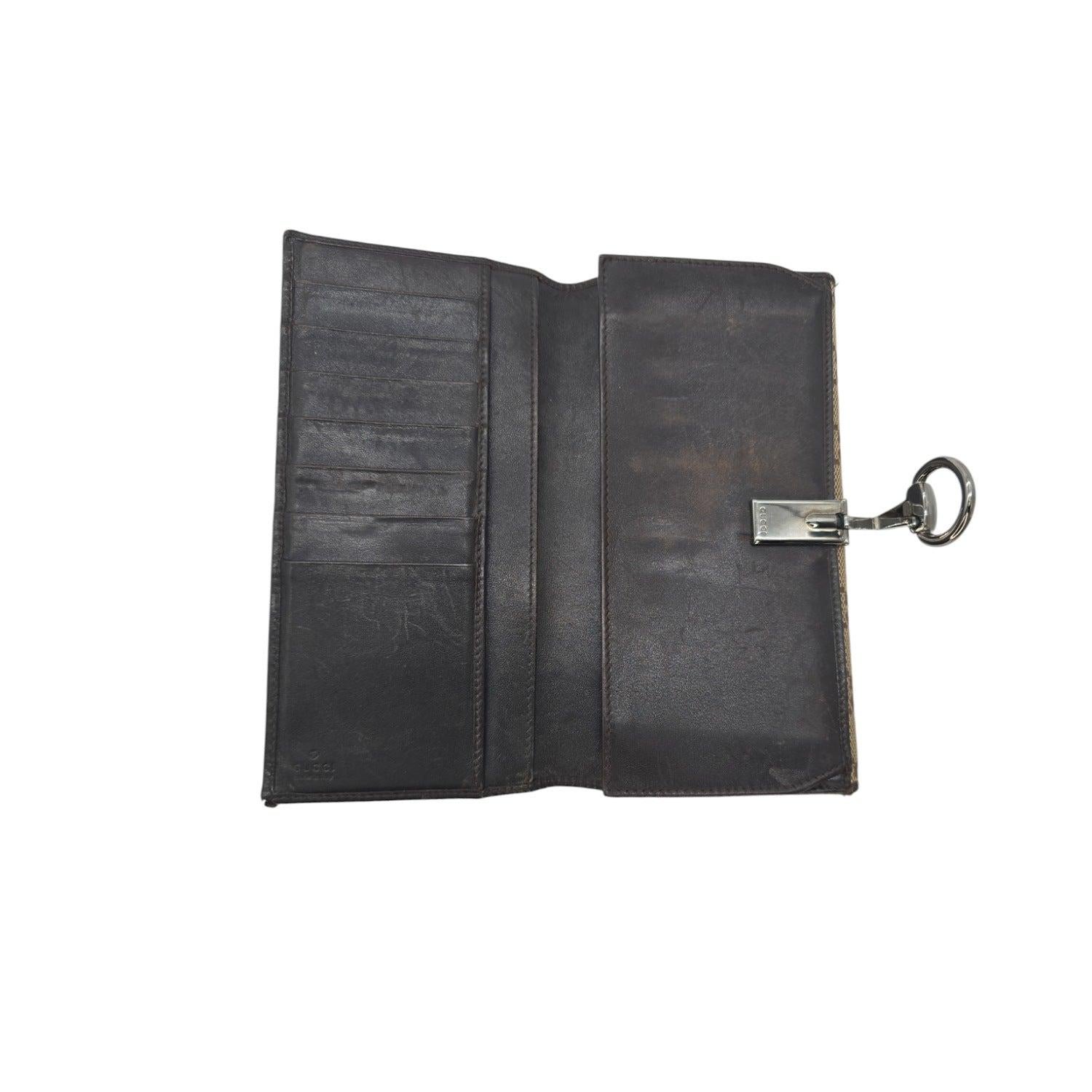 Gucci Vintage GG Canvas Horsebit Continental Wallet For Sale 1