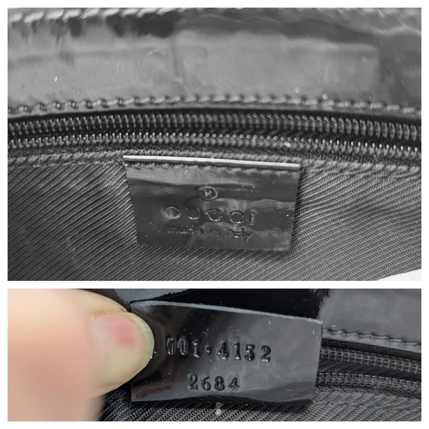 Gucci Vintage GG Canvas Patent-Leather Trim Mini Baguette For Sale 2