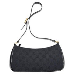 Gucci Vintage GG Canvas Patent-Leather Trim Mini Baguette