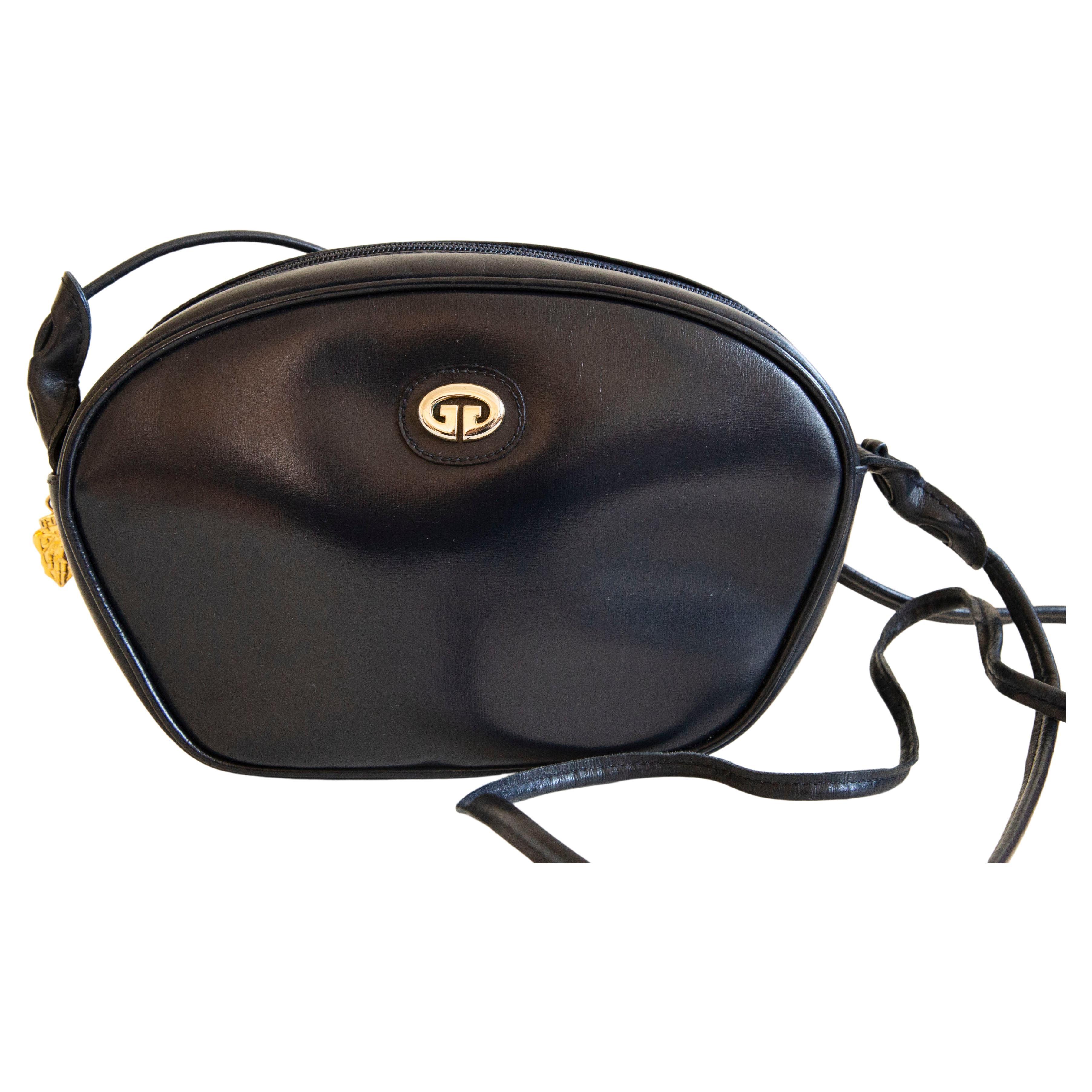 GUCCI Vintage Hand Tote Bag GG Nylon Leather Navy Blue L0937
