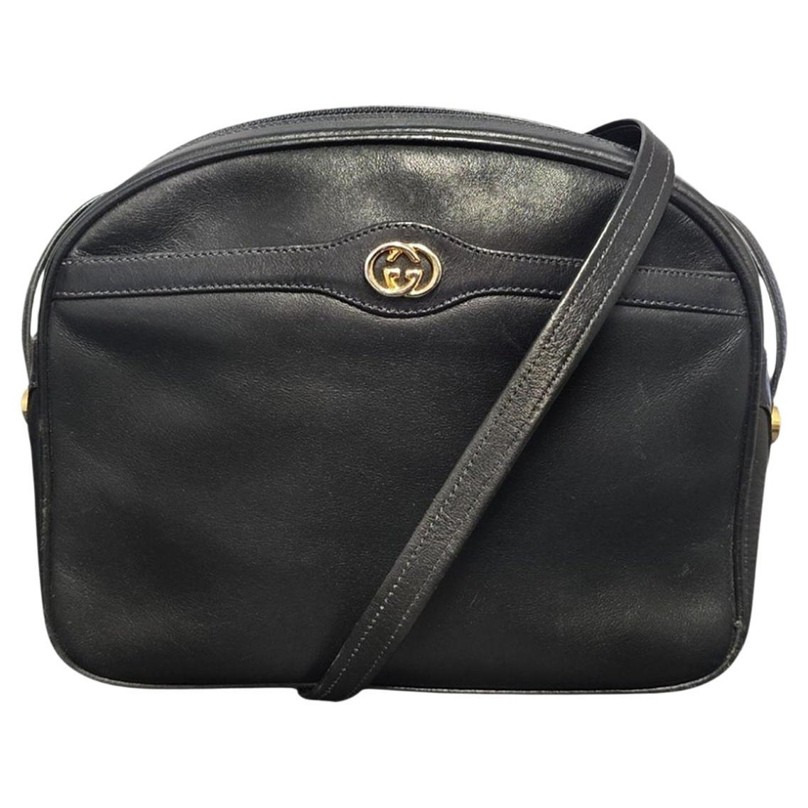 Gucci Vintage GG Leather Camera Shoulder Bag For Sale