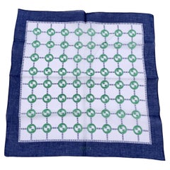 Gucci Vintage GG Logo Cotton Neck Scarf Handkerchief Blue (Écharpe de cou en coton avec logo GG)