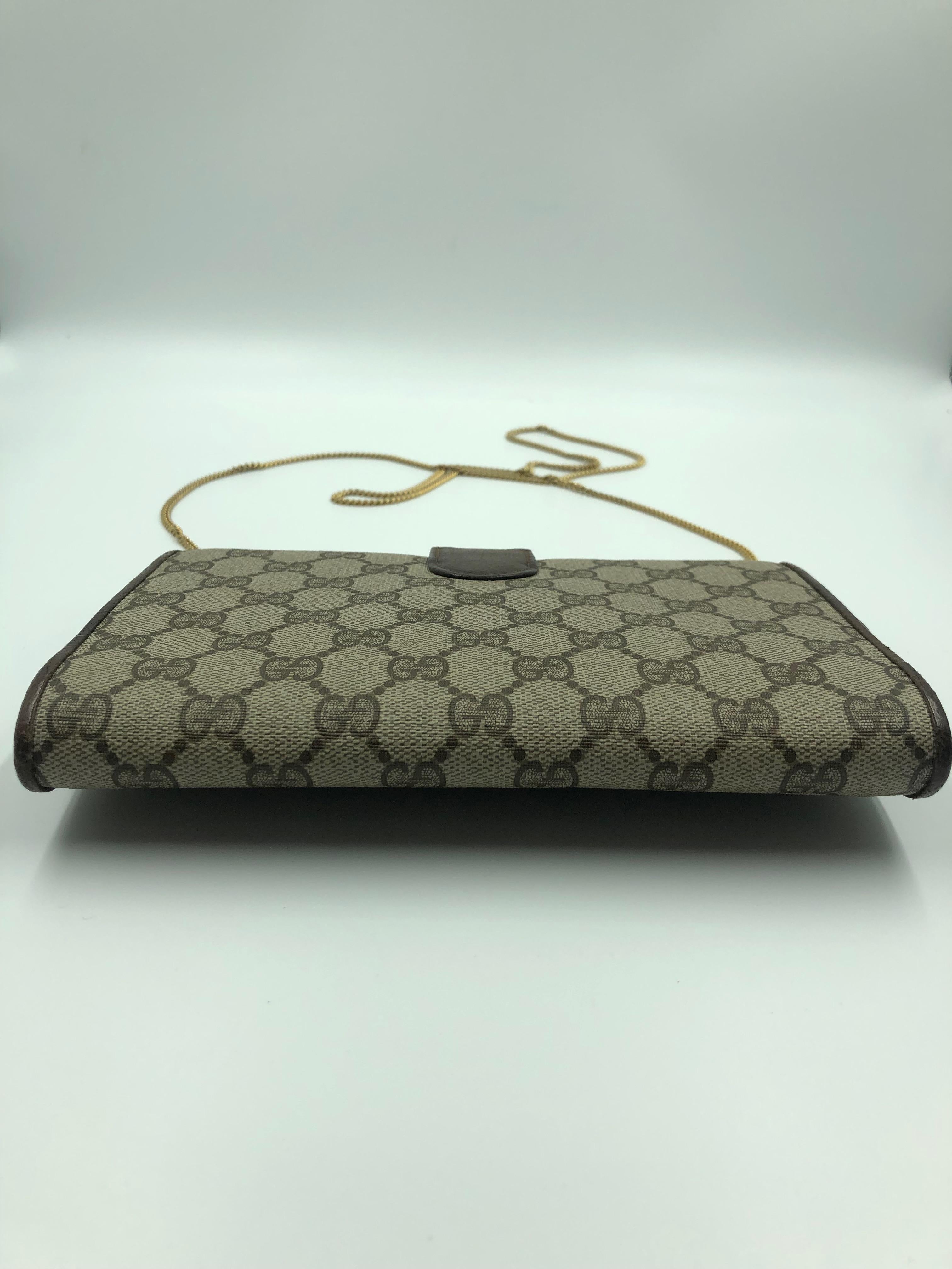 Gucci Vintage GG Logo Crossbody Bag with Gold Chain 2