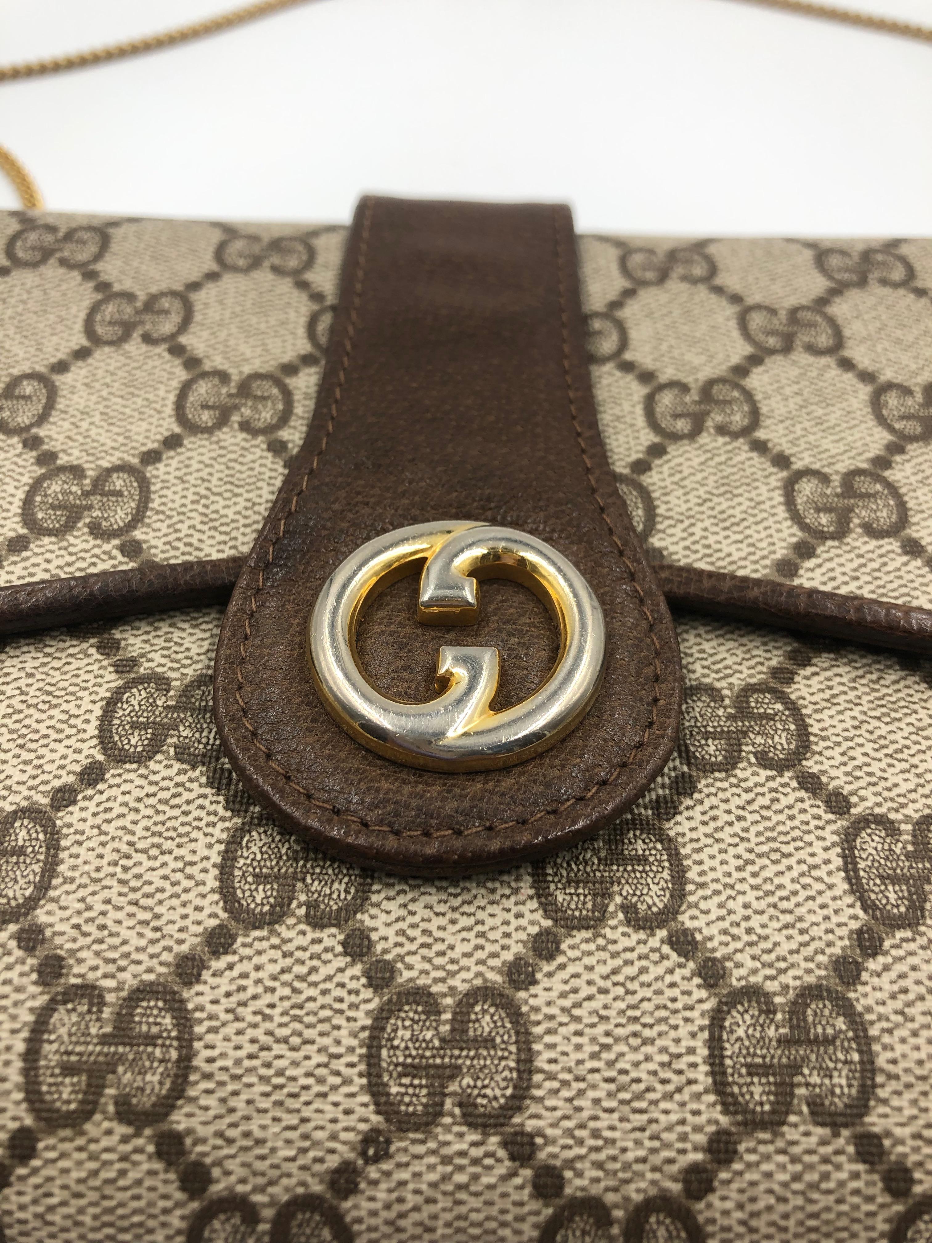 Gucci Vintage GG Logo Crossbody Bag with Gold Chain 4