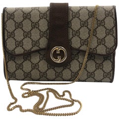 Gucci Vintage GG Logo Crossbody Bag with Gold Chain