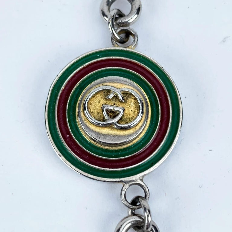 Gucci Vintage GG Logo Double Keyring Key Ring with Box For Sale at 1stDibs
