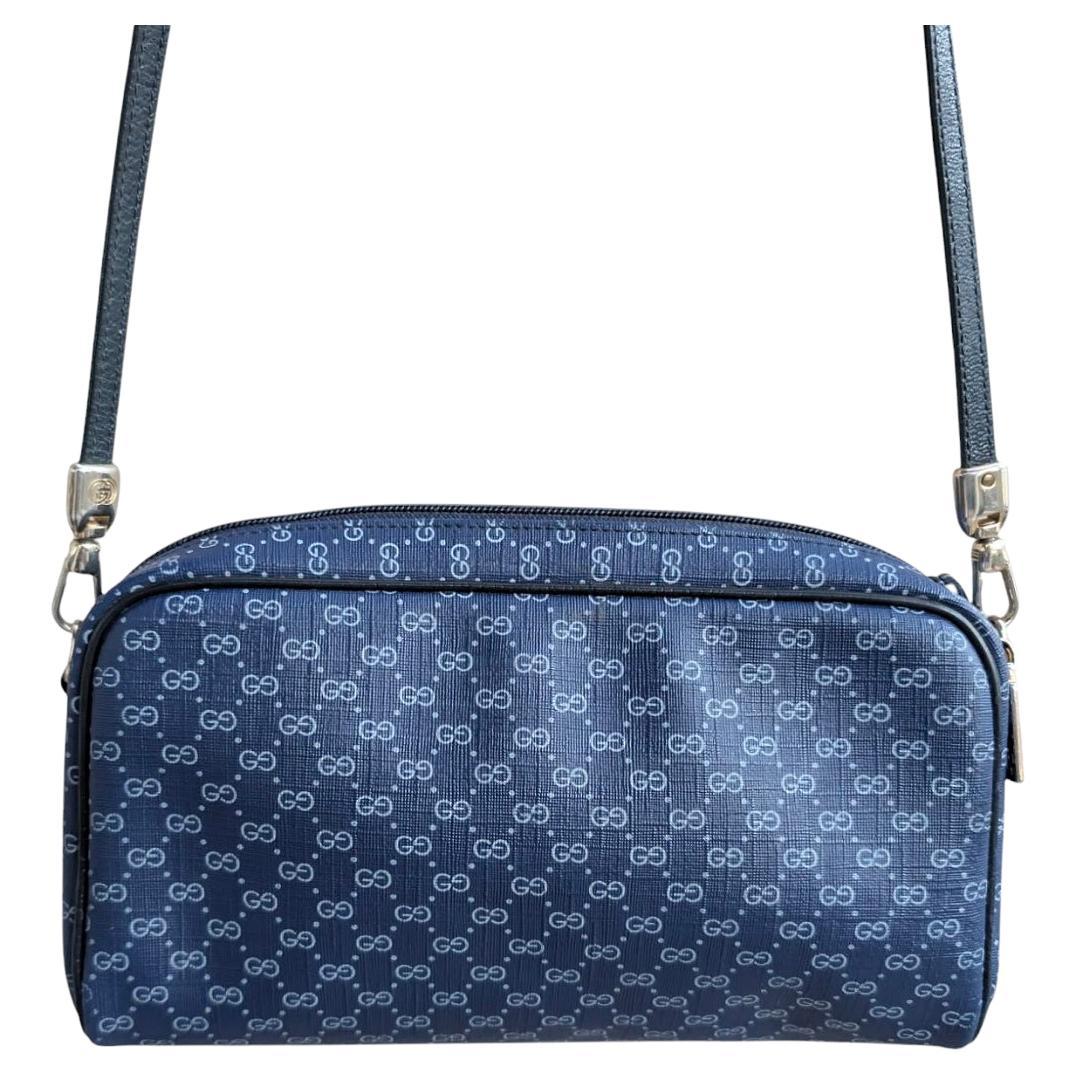 Gucci Vintage GG Micro Monogram Navy Shoulder Bag
