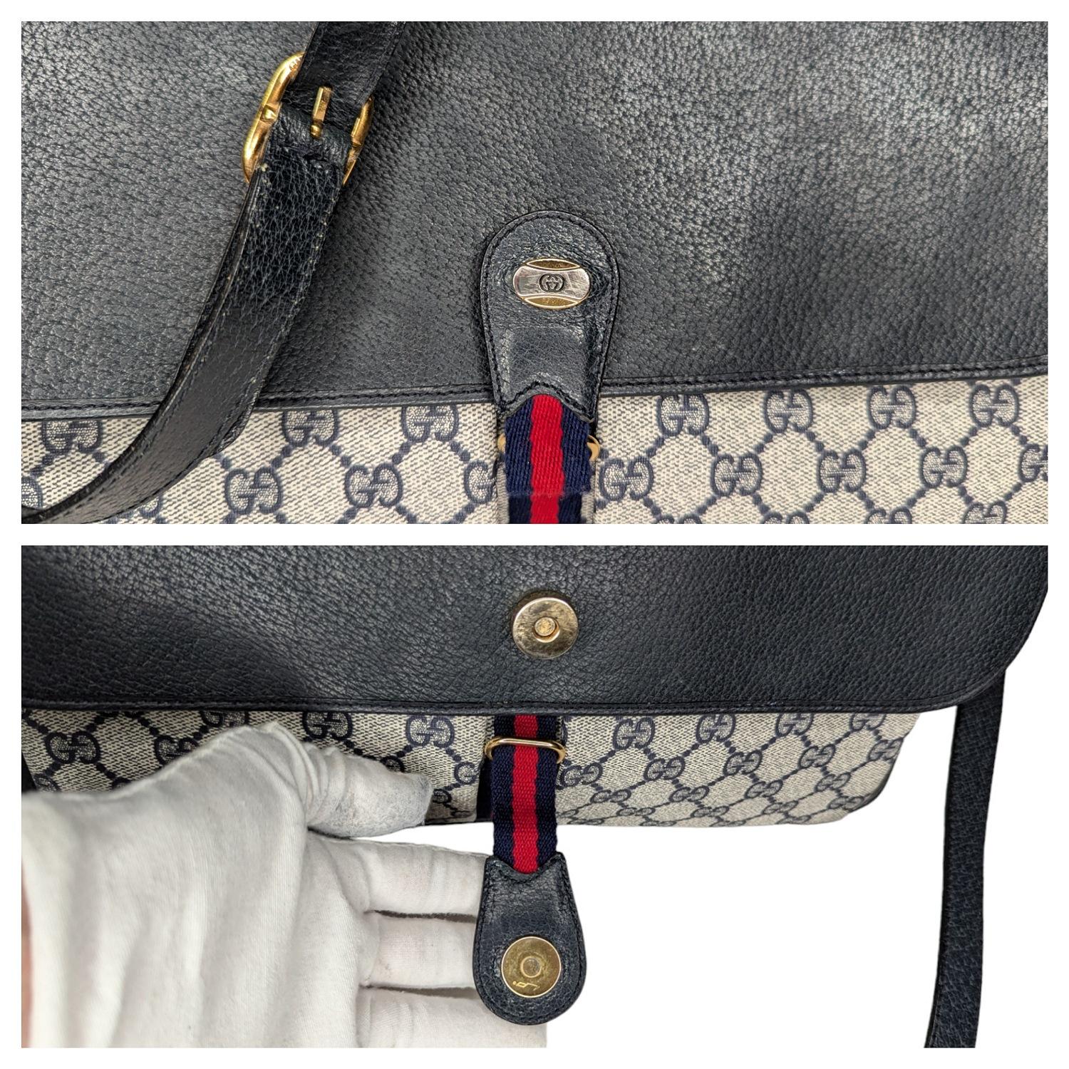 Gucci Vintage GG Micro Monogram Navy Web Messenger 6
