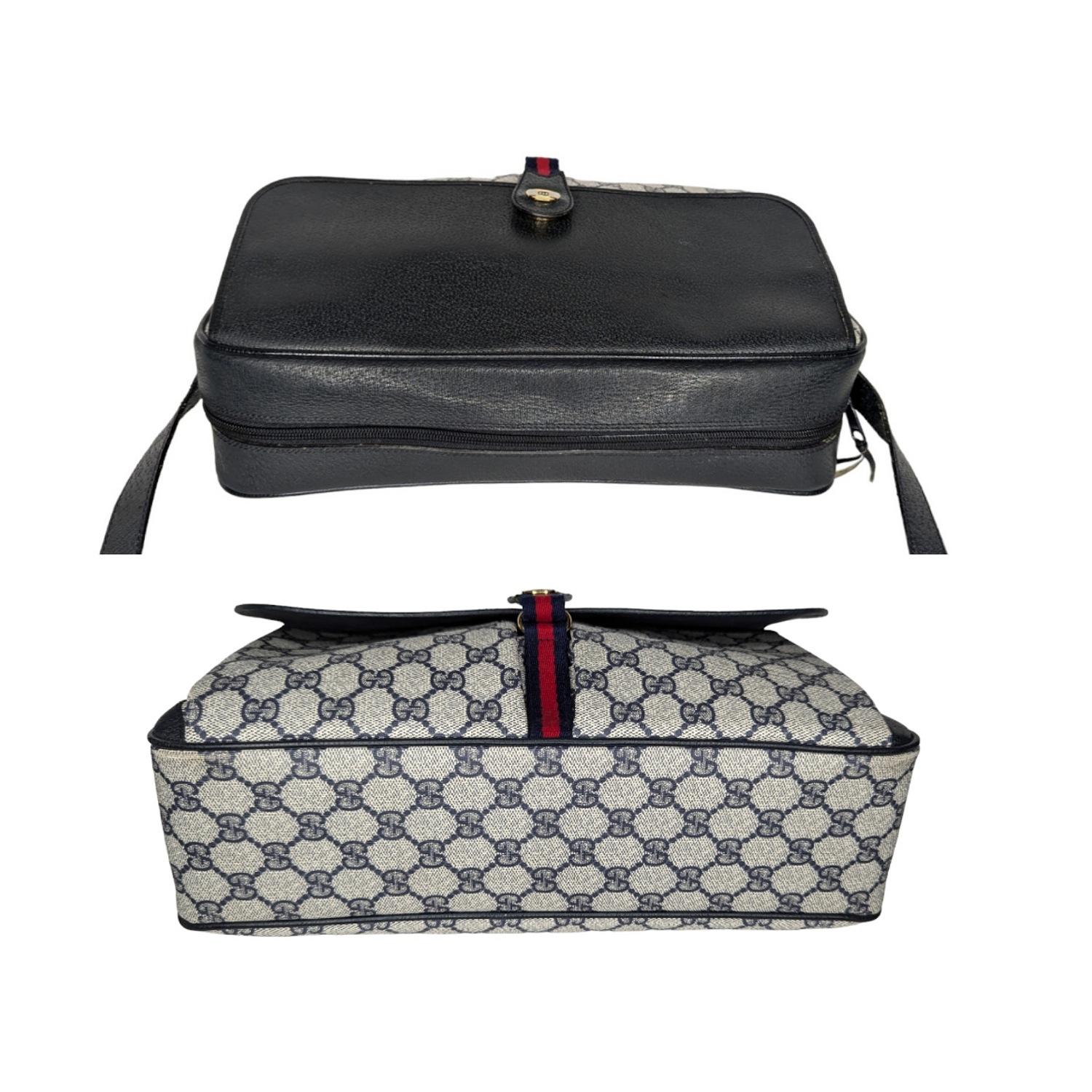 Gucci Vintage GG Micro Monogram Navy Web Messenger 1
