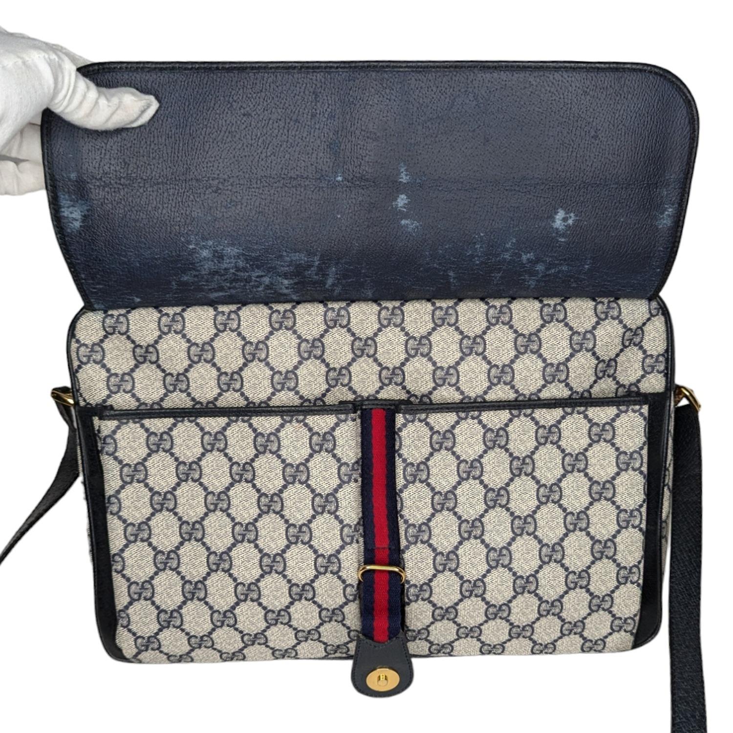 Gucci Vintage GG Micro Monogram Navy Web Messenger 2