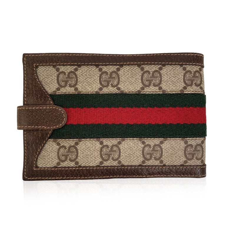 Gucci Vintage GG Monogram Canvas Bifold Checkbook Wallet with Stripes For  Sale at 1stDibs | gucci checkbook wallet