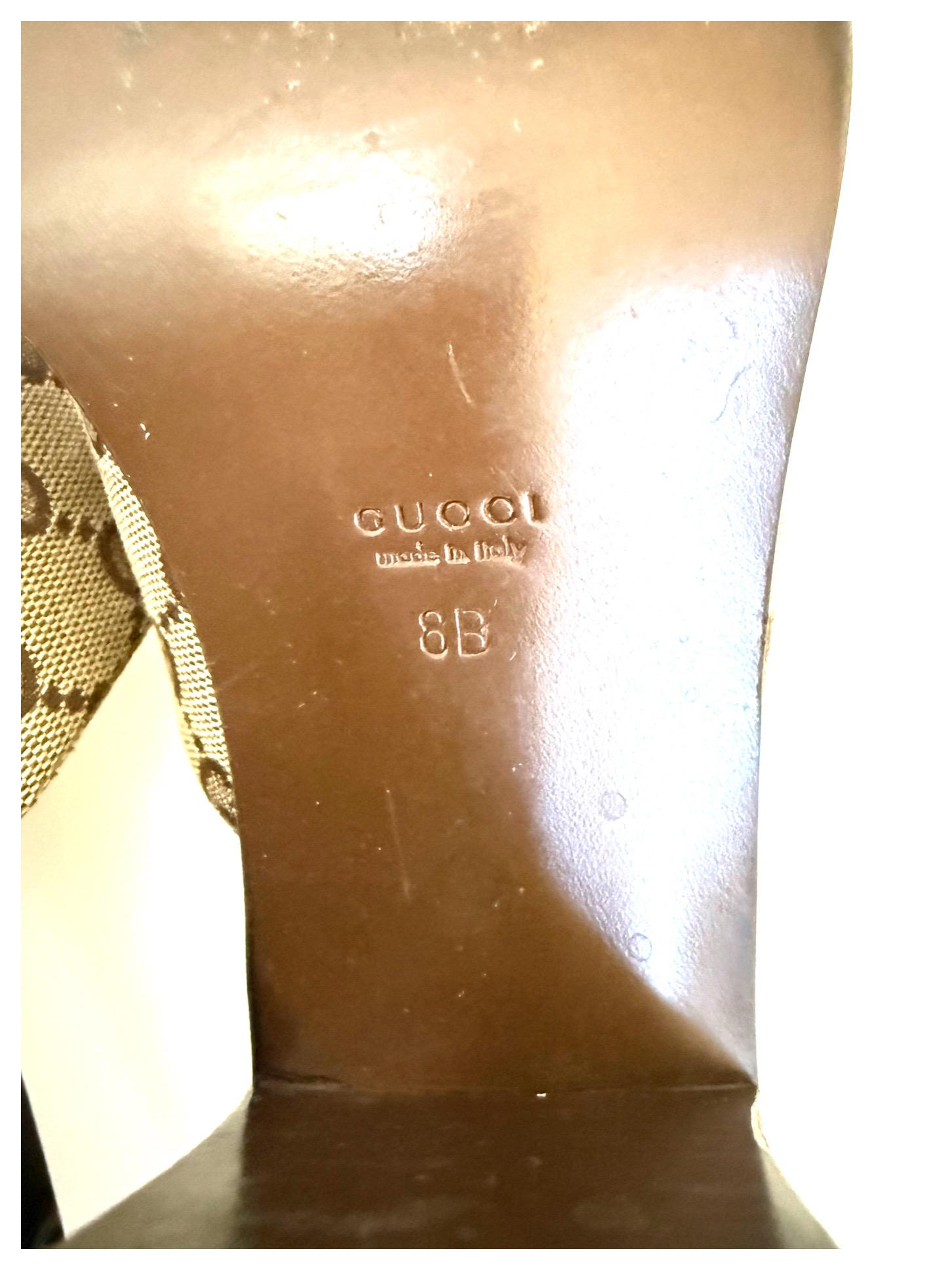Gucci Vintage GG Monogram Canvas Block Heel Mules Inizio anni 2000 Y2K Taglia 8B in vendita 8