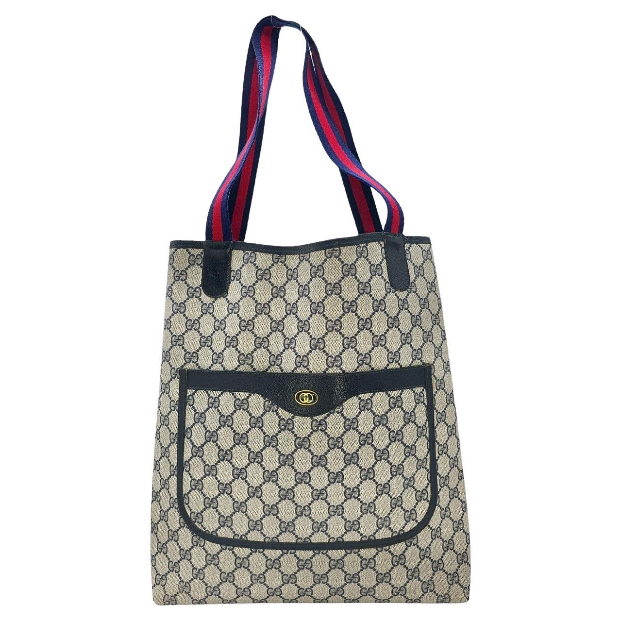 Gucci Vintage GG Monogram Sherry Cloth Tote For Sale