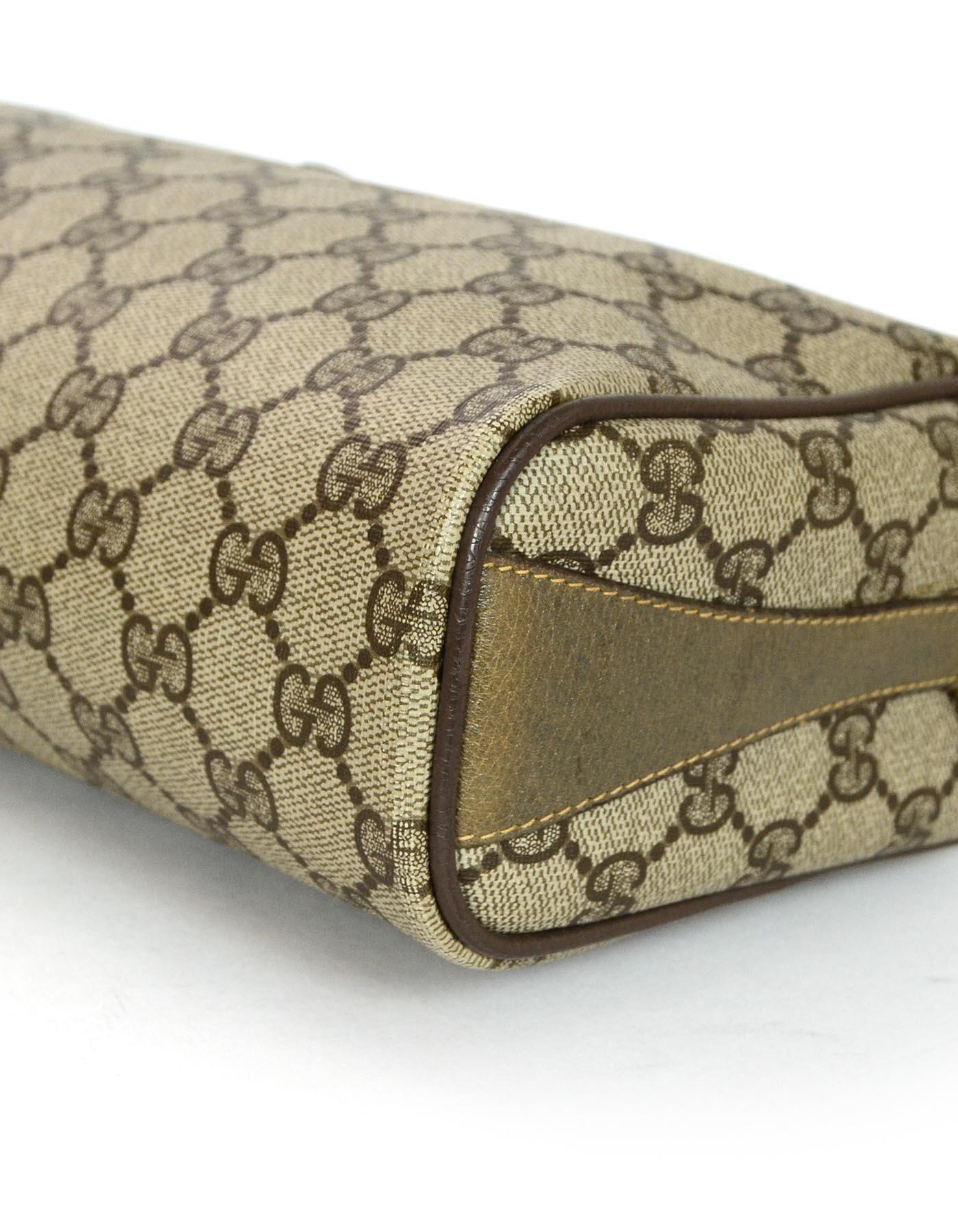 Women's Gucci Vintage GG Monogram Supreme Zip Top Crossbody Bag W/ Web Detail 