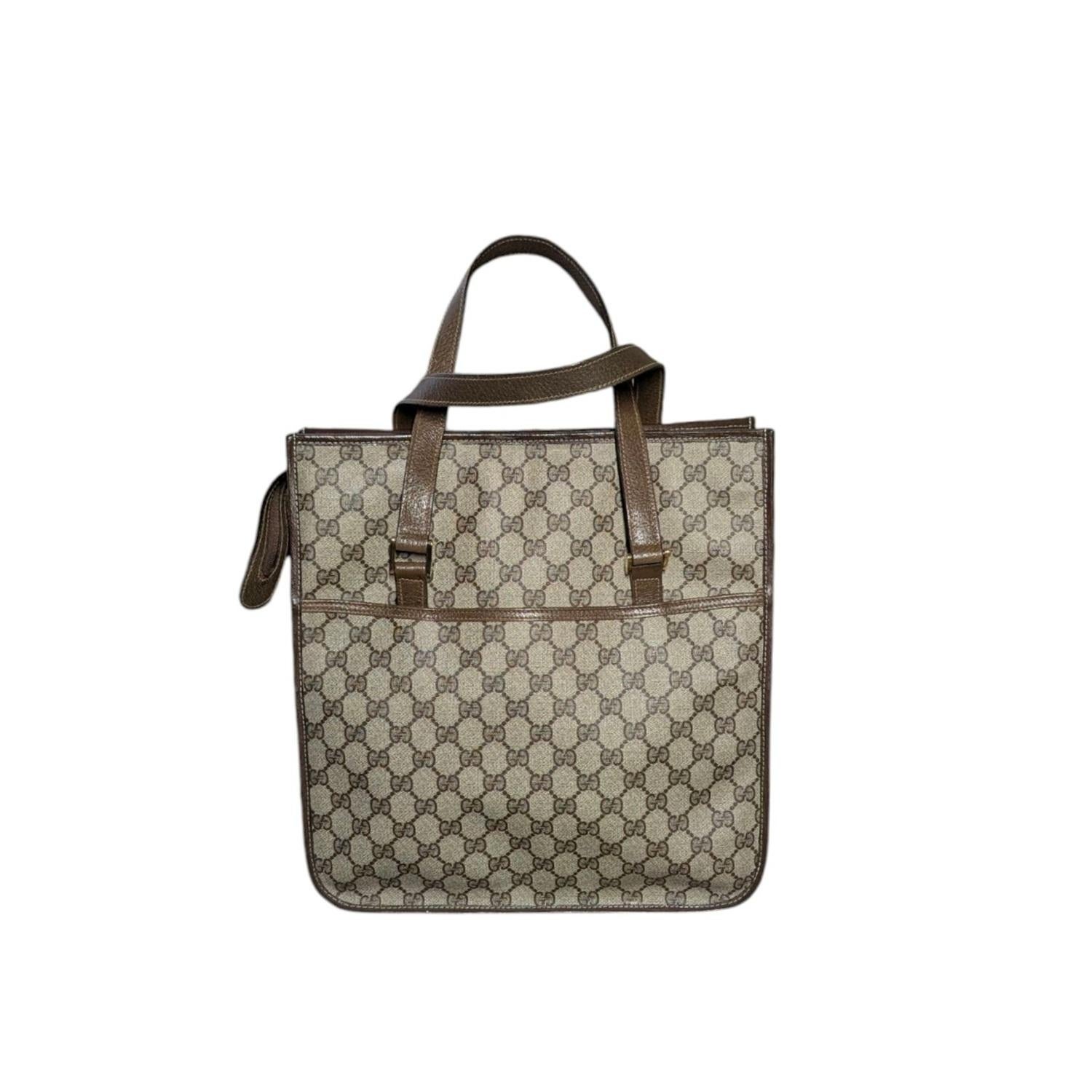 Gucci Vintage GG Plus Canvas Sherry Web Tote im Zustand „Gut“ im Angebot in Scottsdale, AZ