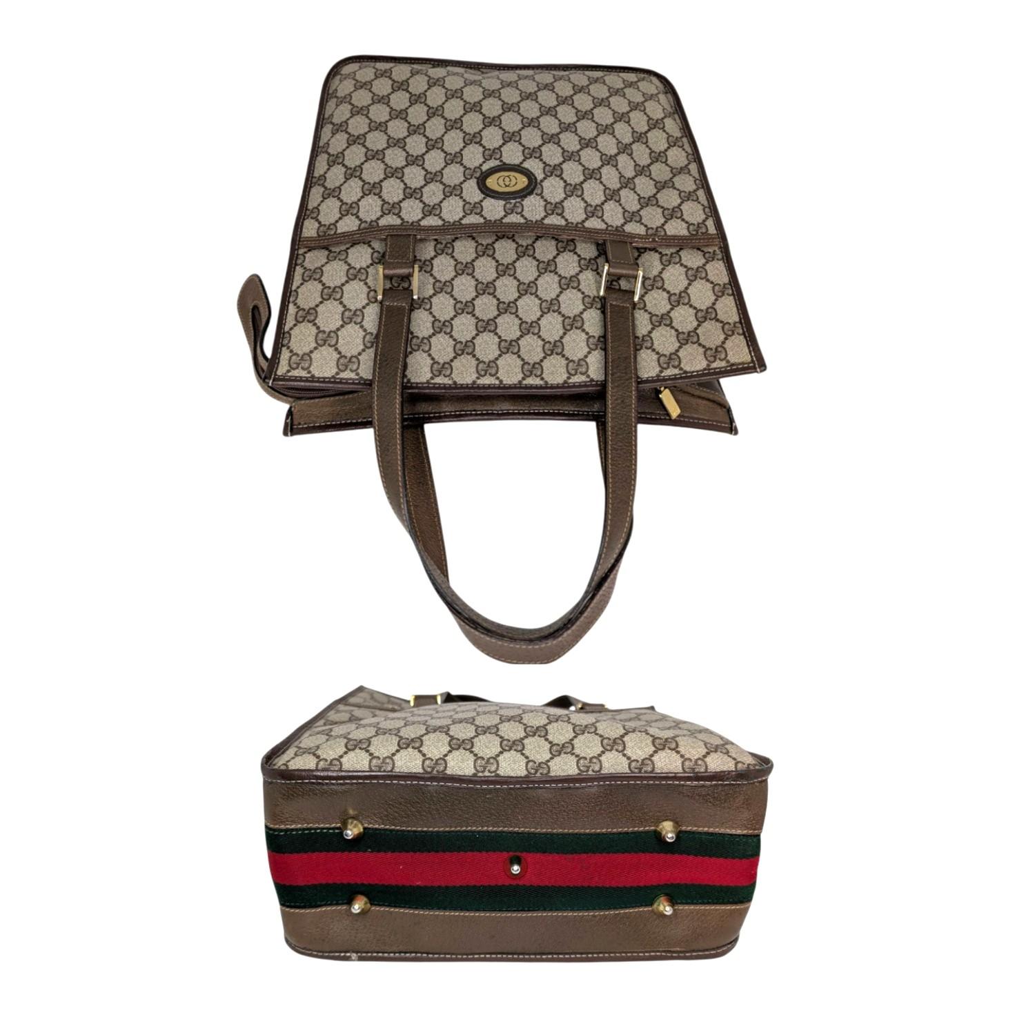 Gucci Vintage GG Plus Canvas Sherry Web Tote für Damen oder Herren im Angebot