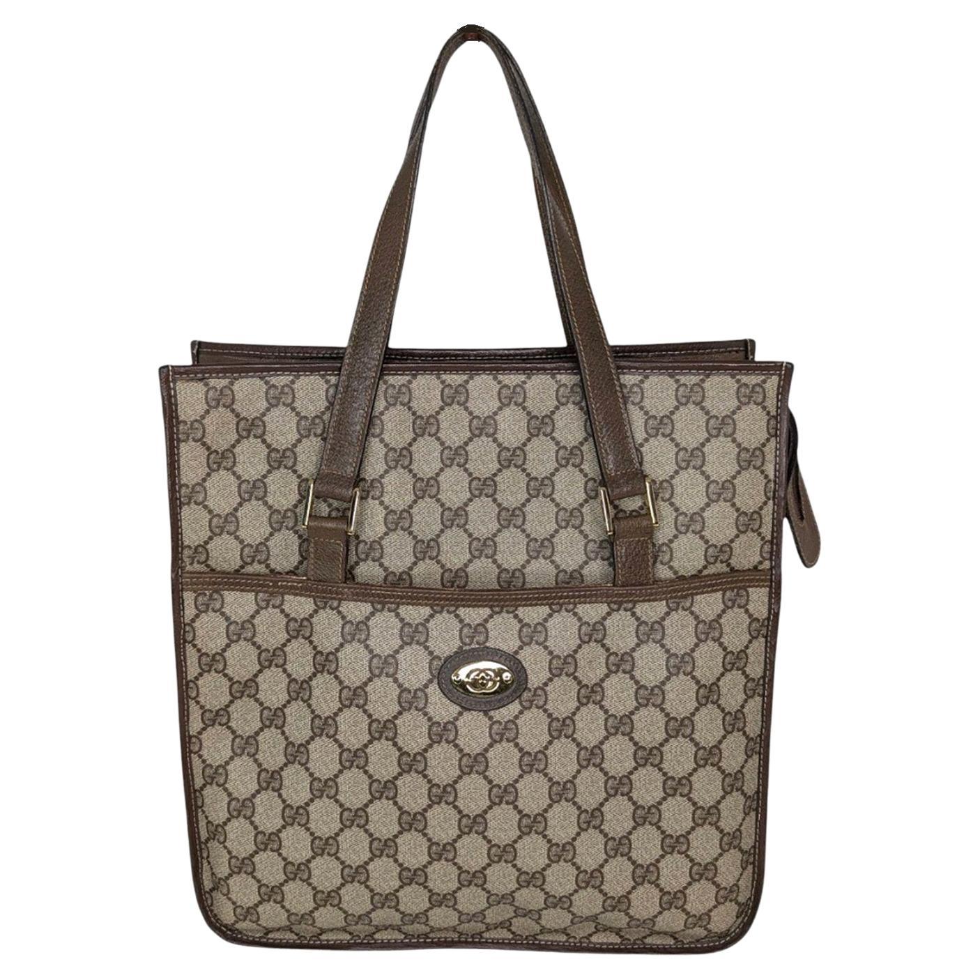 Gucci Vintage GG Plus Canvas Sherry Web Tote