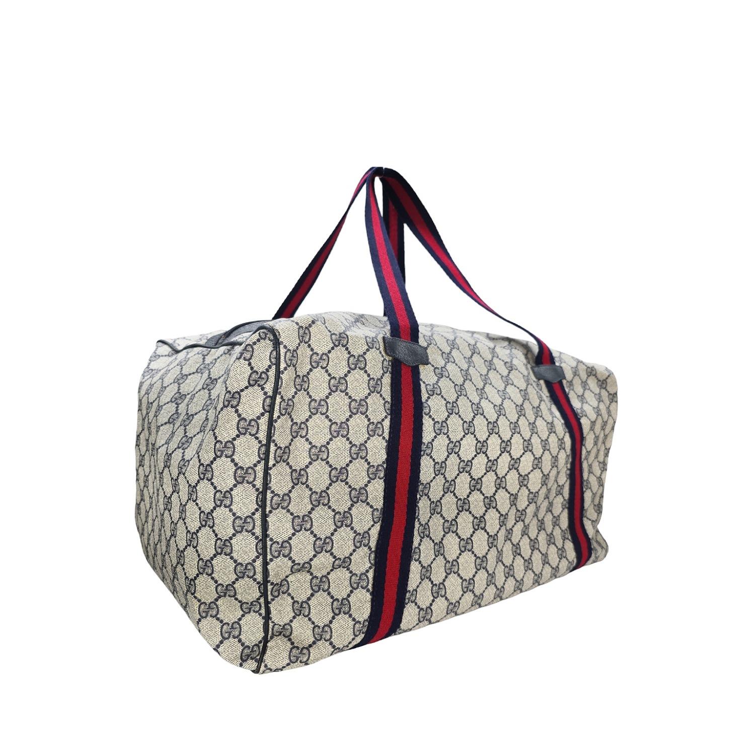 Gray Gucci Vintage GG Plus Weekender Carry-on Duffle Bag For Sale