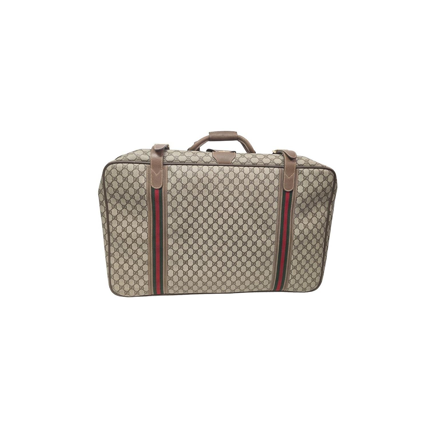 Gray Gucci Vintage GG Pluss Web Suitcase