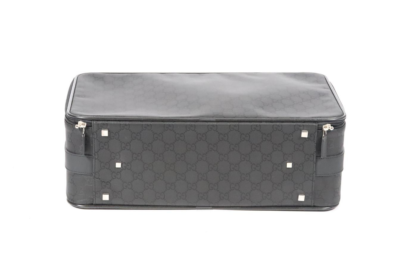 Gucci Vintage Gg Satin And Leather Suitcase For Sale 7