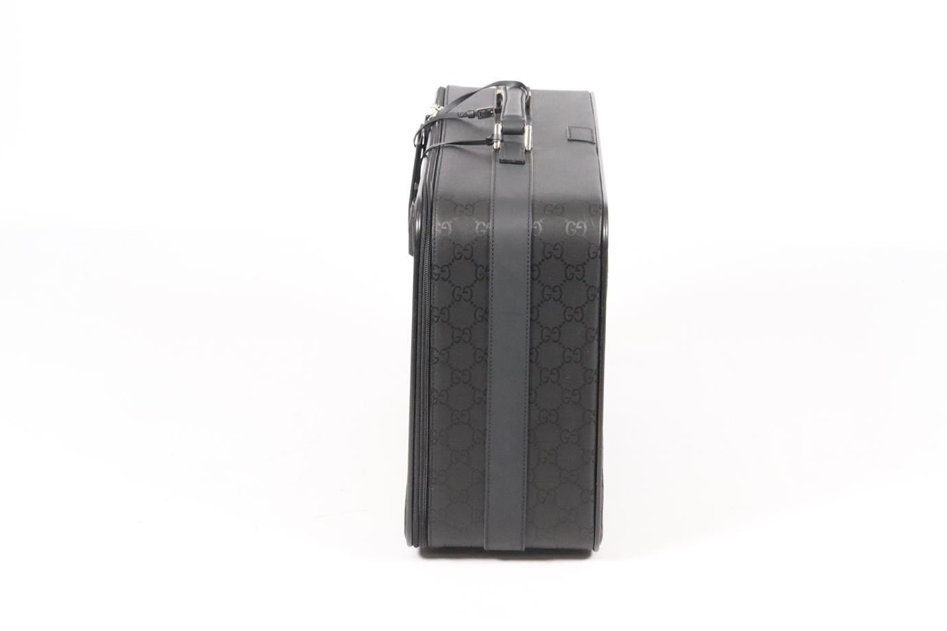 Women's Gucci Vintage Gg Satin And Leather Suitcase For Sale