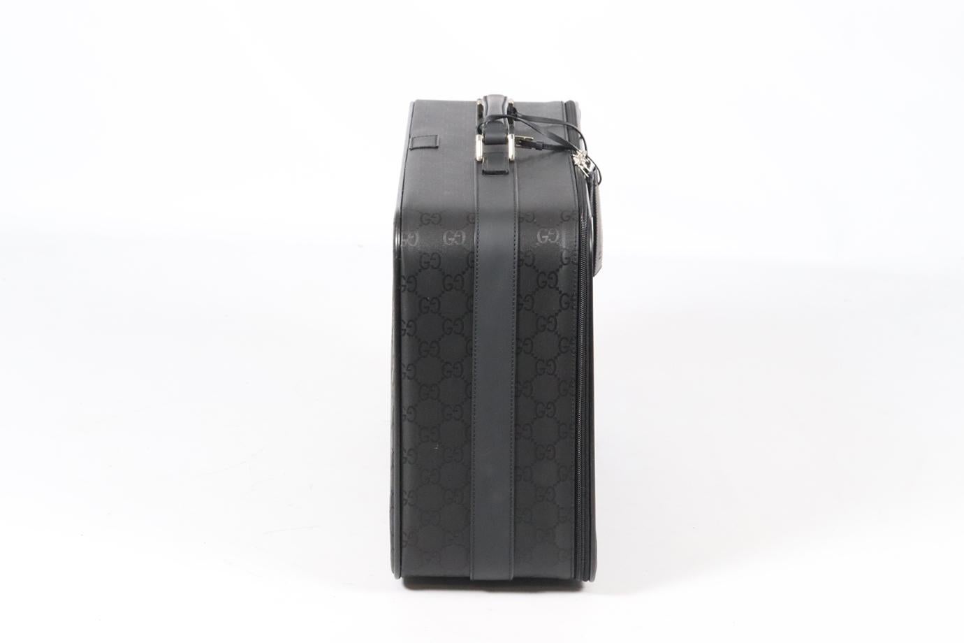 Gucci Vintage Gg Satin And Leather Suitcase For Sale 1