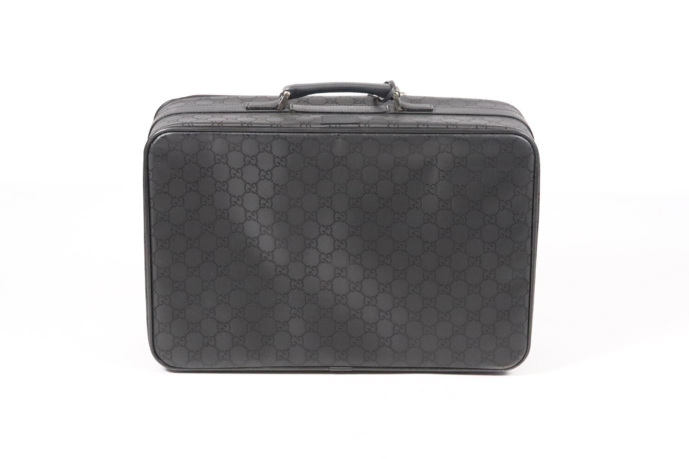 Gucci Vintage Gg Satin And Leather Suitcase For Sale 2