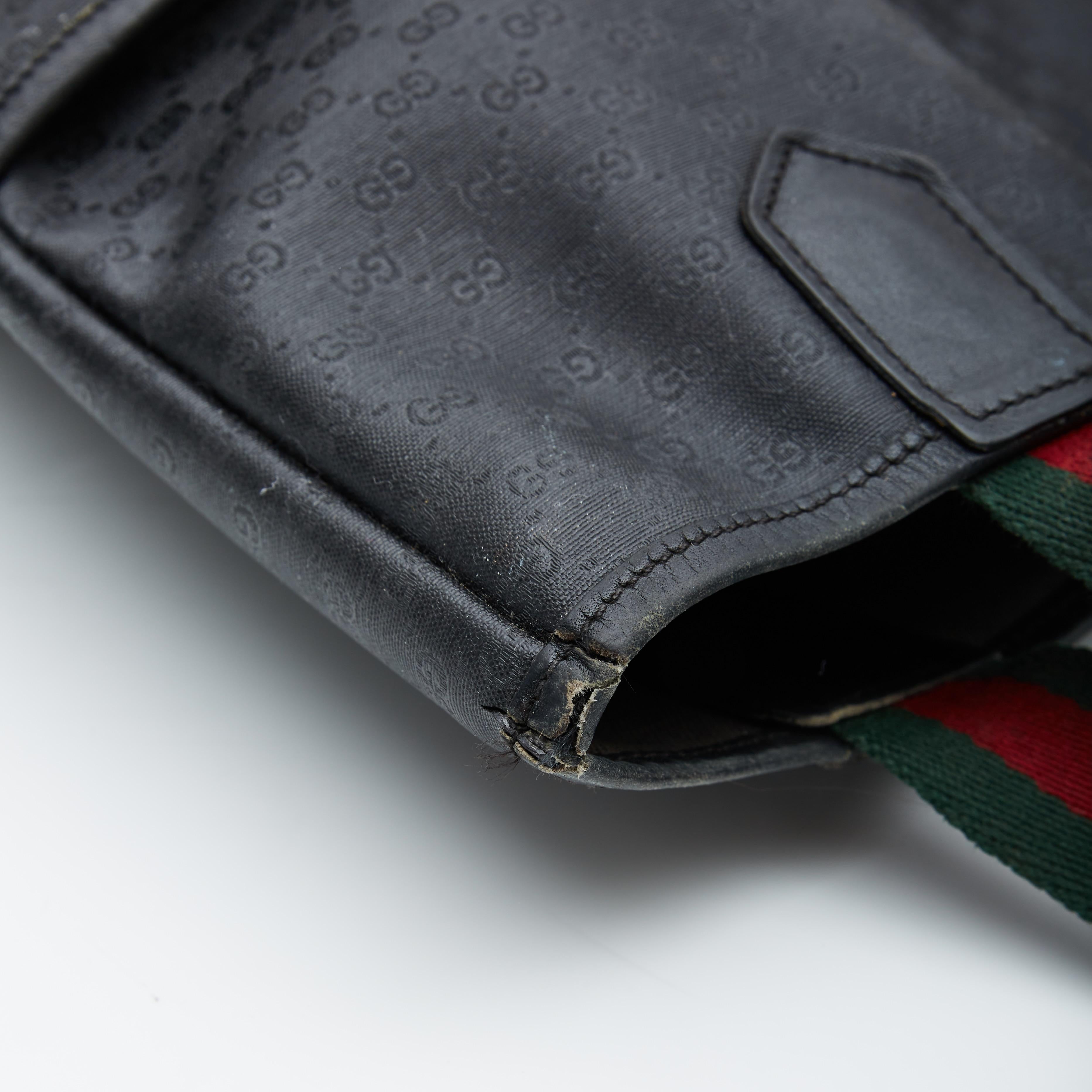 Bolso Tote Gucci Vintage GG Supreme Negro Tiras Web 6