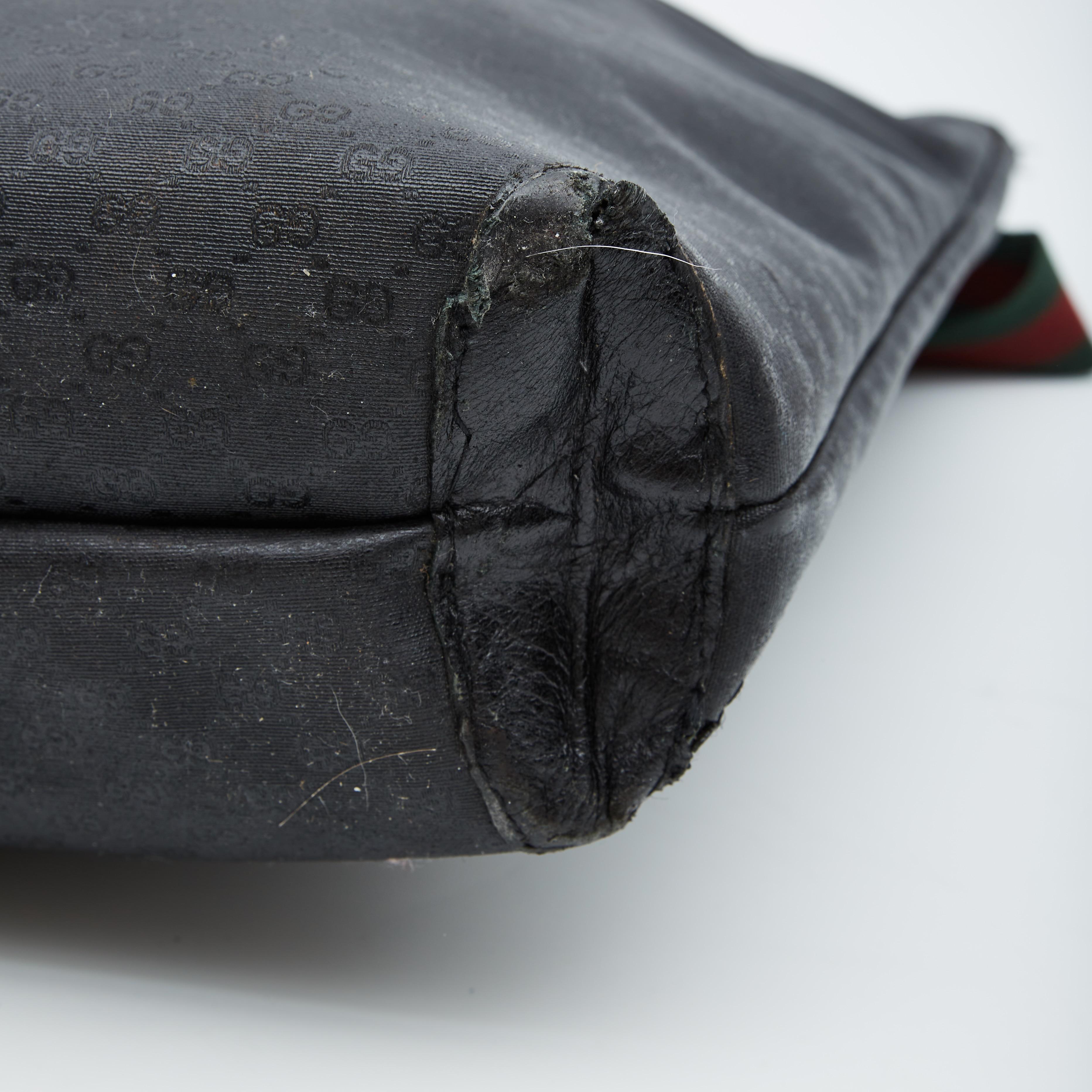Gucci Vintage GG Supreme Black Web Straps Tote Bag en vente 2