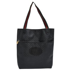 Gucci Vintage GG Supreme Black Web Straps Tote Bag