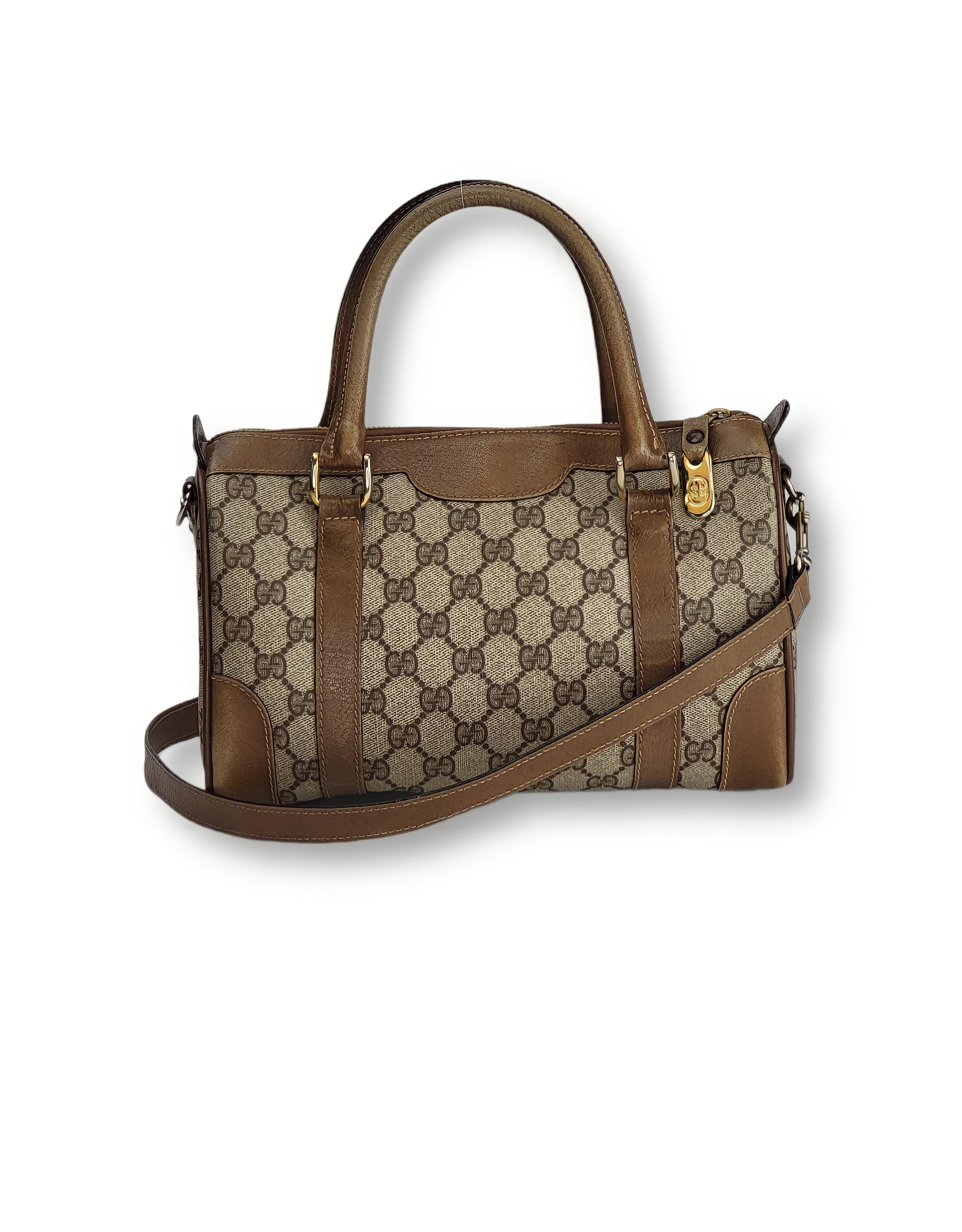 Brown Gucci Vintage GG Supreme Boston 25 Bag