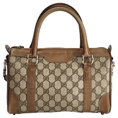 Gucci Vintage Web Boston Bag GG Canvas Small at 1stDibs