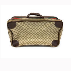 Gucci Vintage GG Supreme Canvas Leather Trim Suitcase Luggage