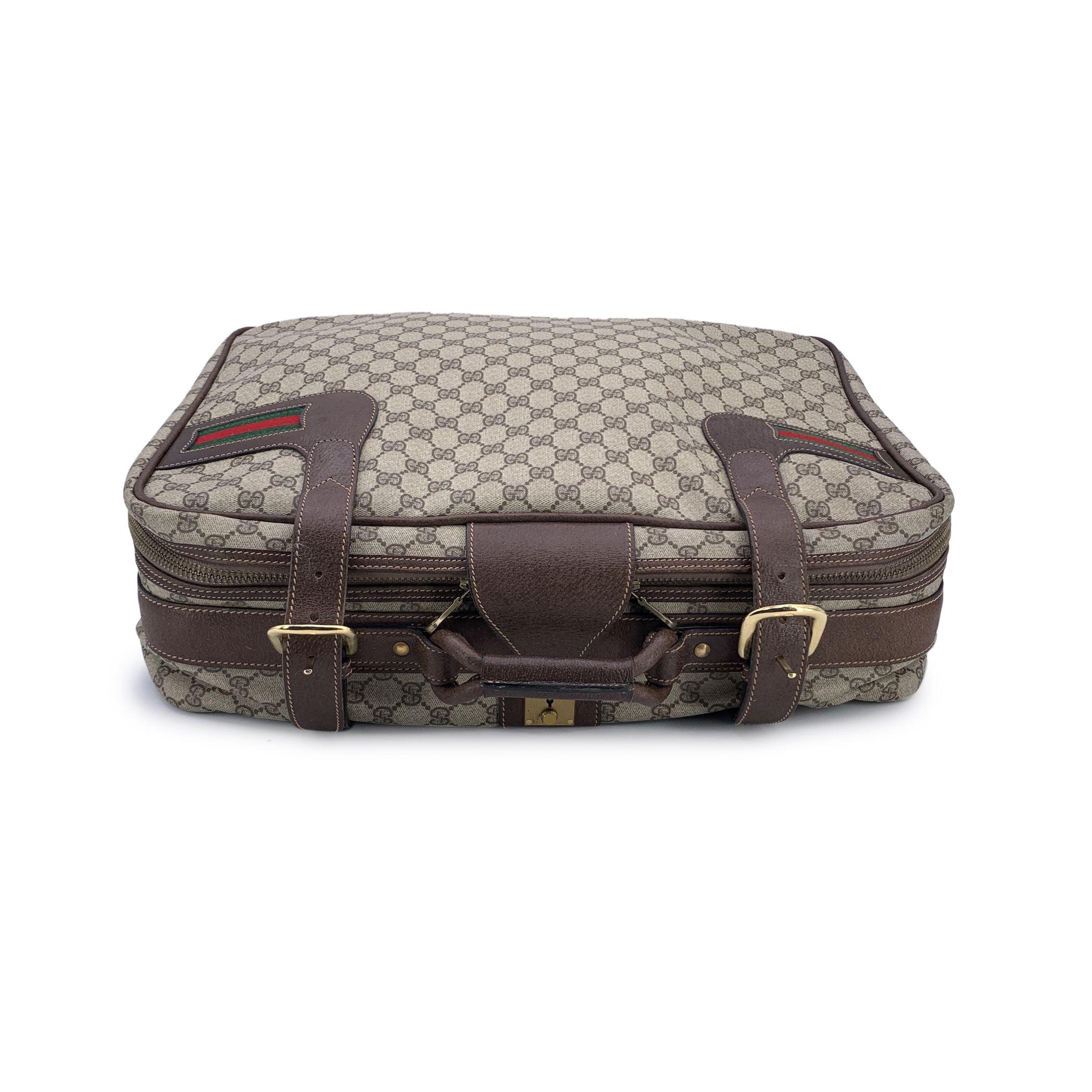 Gray Gucci Vintage GG Supreme Monogram Canvas Suitcase Travel Bag