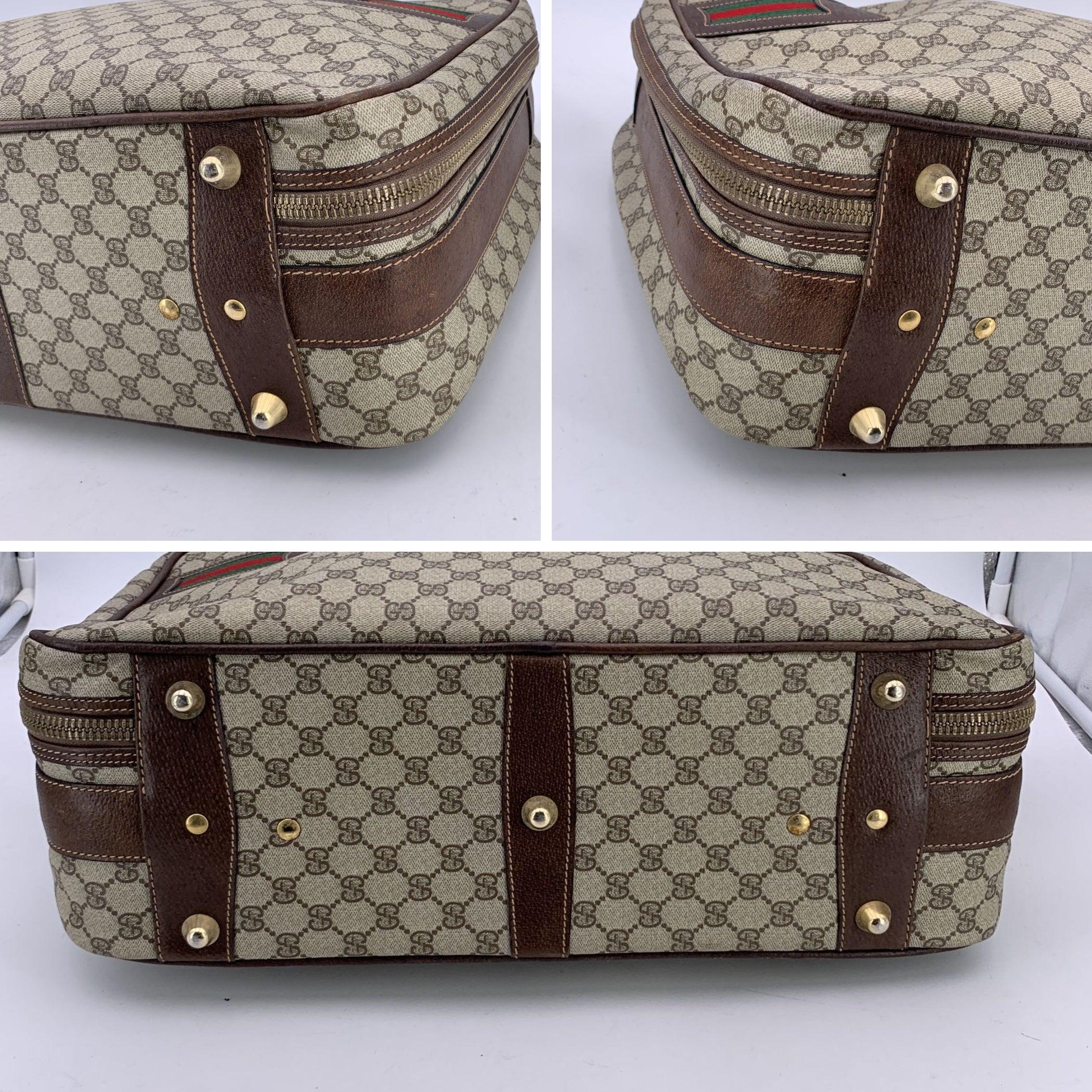 Gucci Vintage GG Supreme Monogram Canvas Suitcase Travel Bag 1