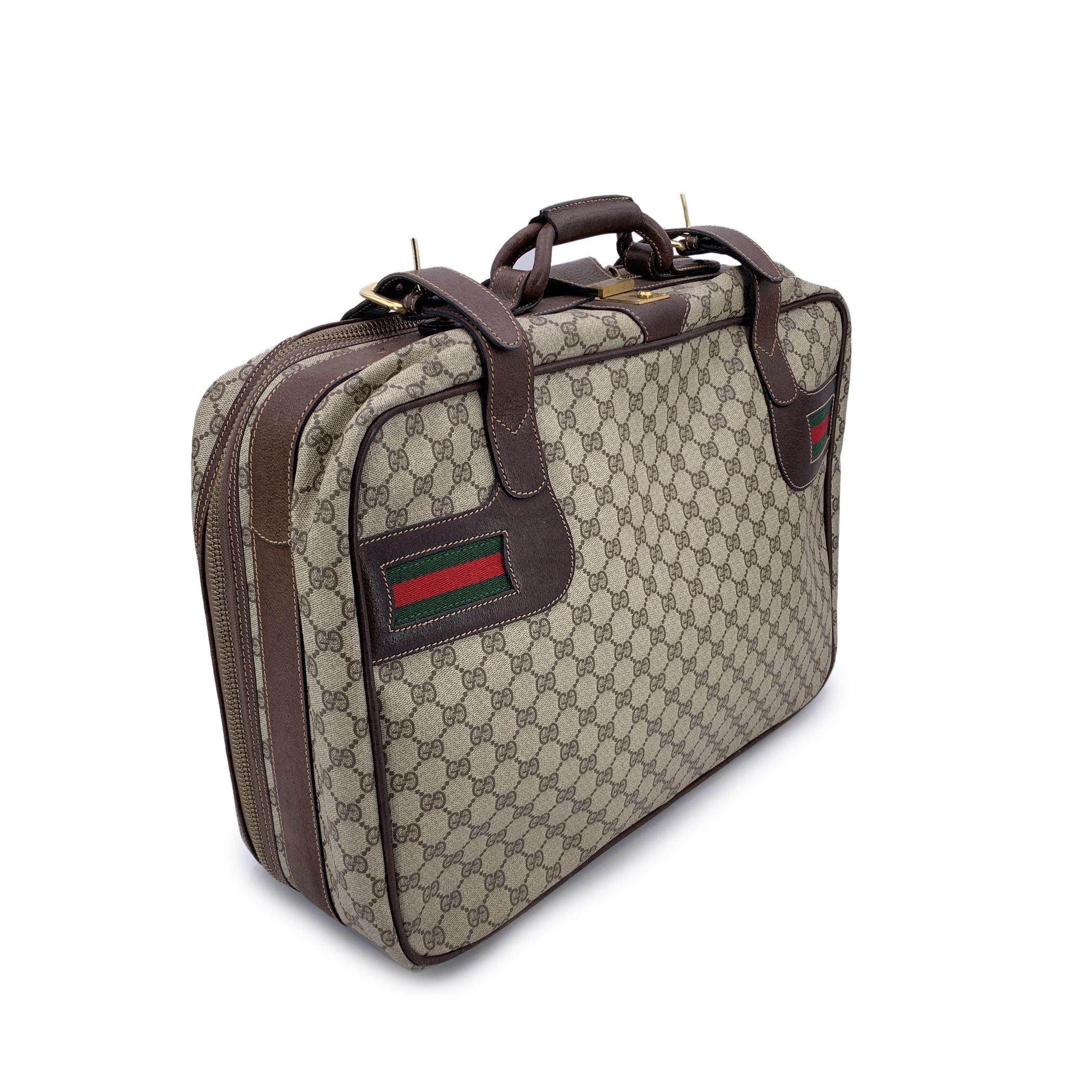Gucci Vintage GG Supreme Monogram Canvas Suitcase Travel Bag 2
