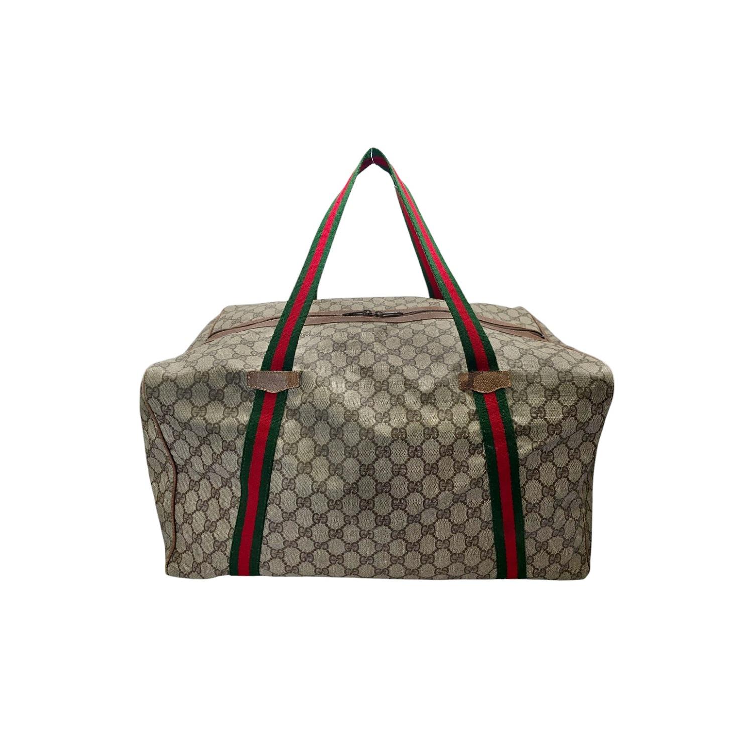 Bolsa Gucci Vintage GG Supreme Weekender Duffle Bag con bolsa Gris en venta