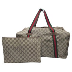 Gucci Vintage GG Supreme Weekender Duffle Bag con custodia